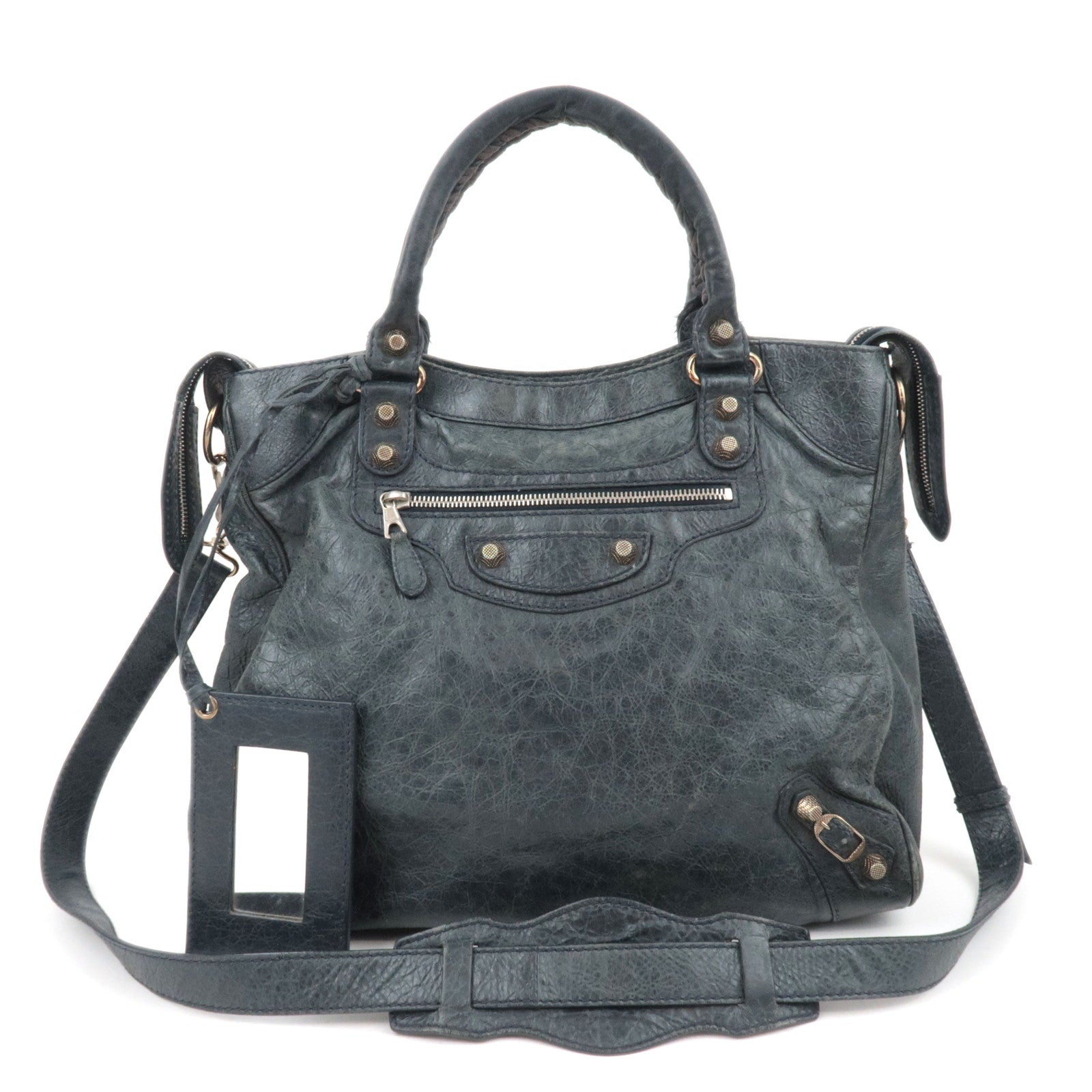 BALENCIAGA The Giant Velo 2Way Leather Handbag Black 28201088988