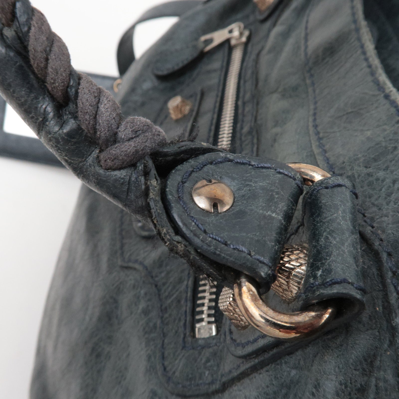 BALENCIAGA The Giant Velo 2Way Leather Handbag Black 282010