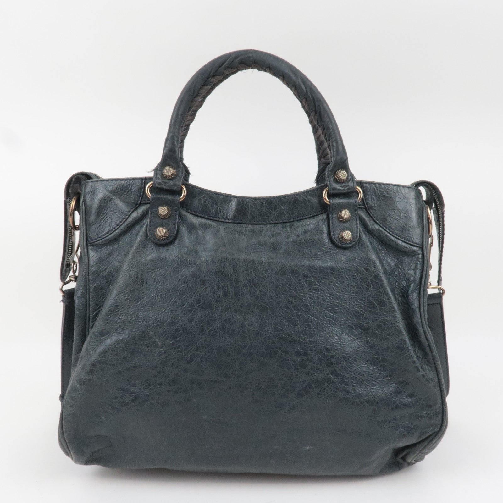 BALENCIAGA The Giant Velo 2Way Leather Handbag Black 282010