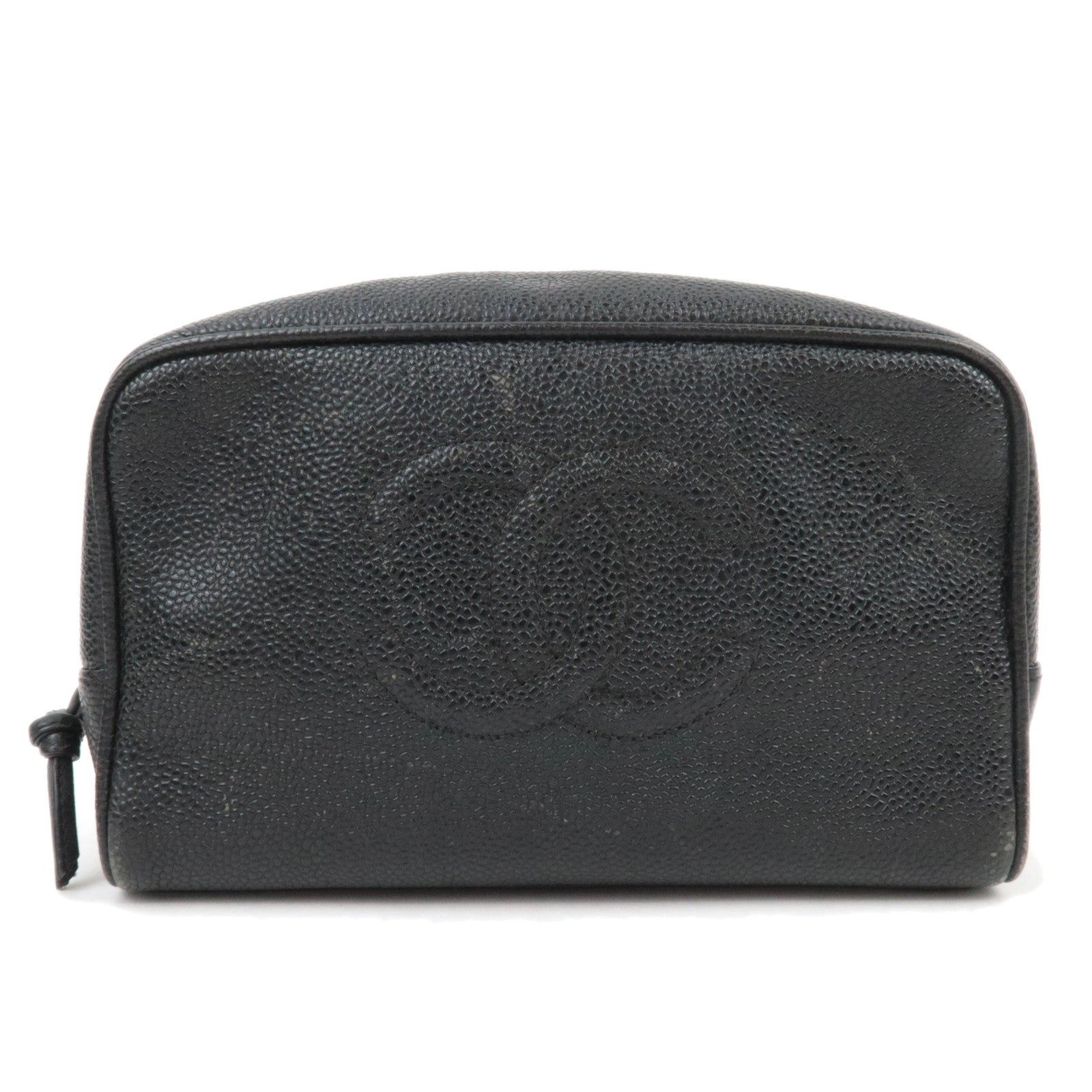 CHANEL Coco Mark Caviarskin Pouch Black89016