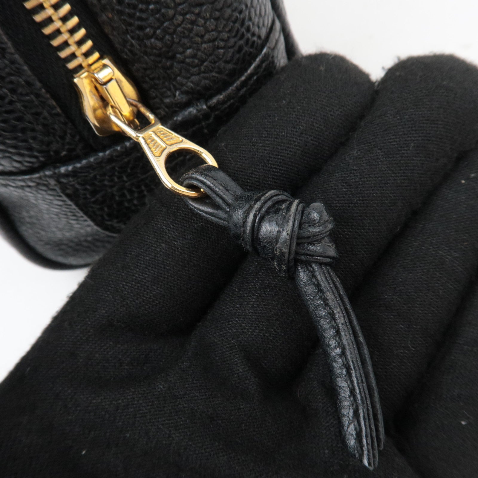 CHANEL Coco Mark Caviarskin Pouch Black