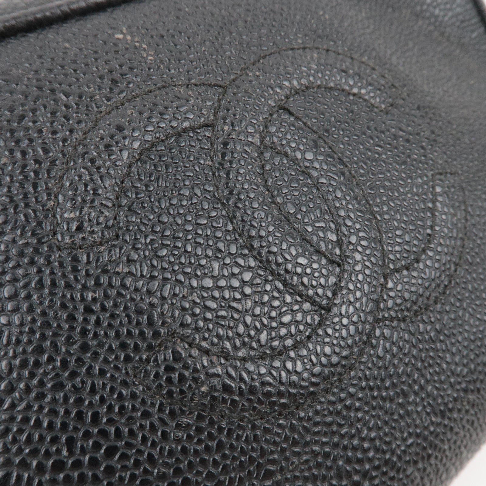 CHANEL Coco Mark Caviarskin Pouch Black
