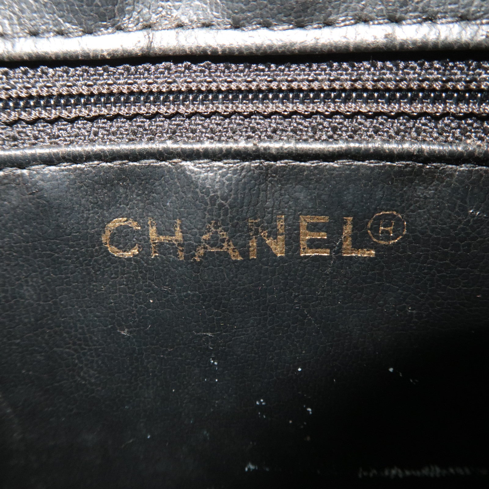 CHANEL Coco Mark Caviarskin Pouch Black