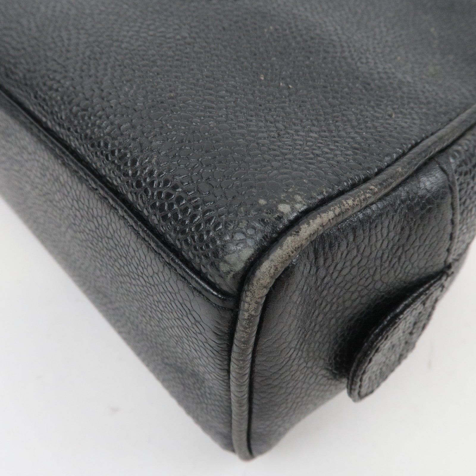 CHANEL Coco Mark Caviarskin Pouch Black