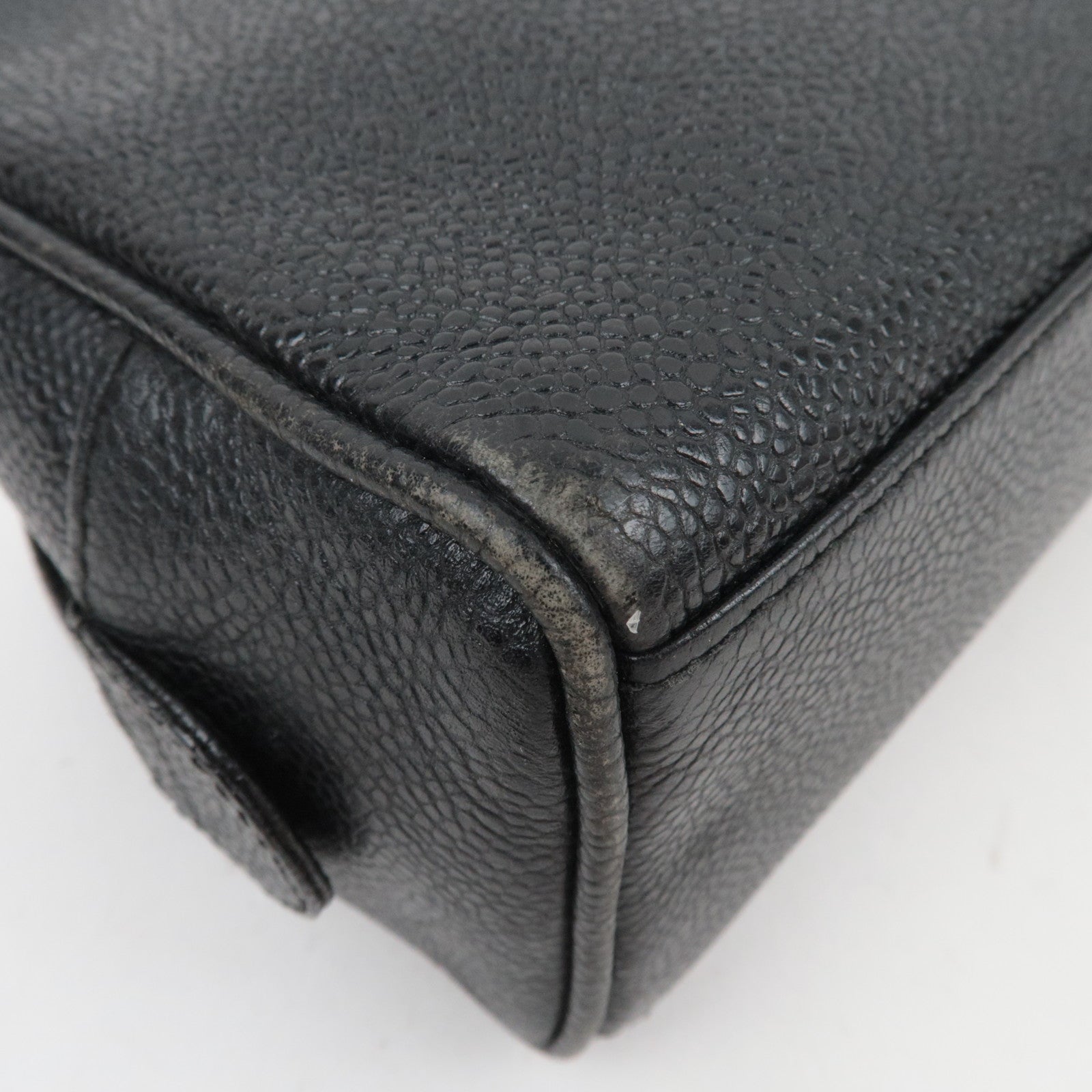 CHANEL Coco Mark Caviarskin Pouch Black