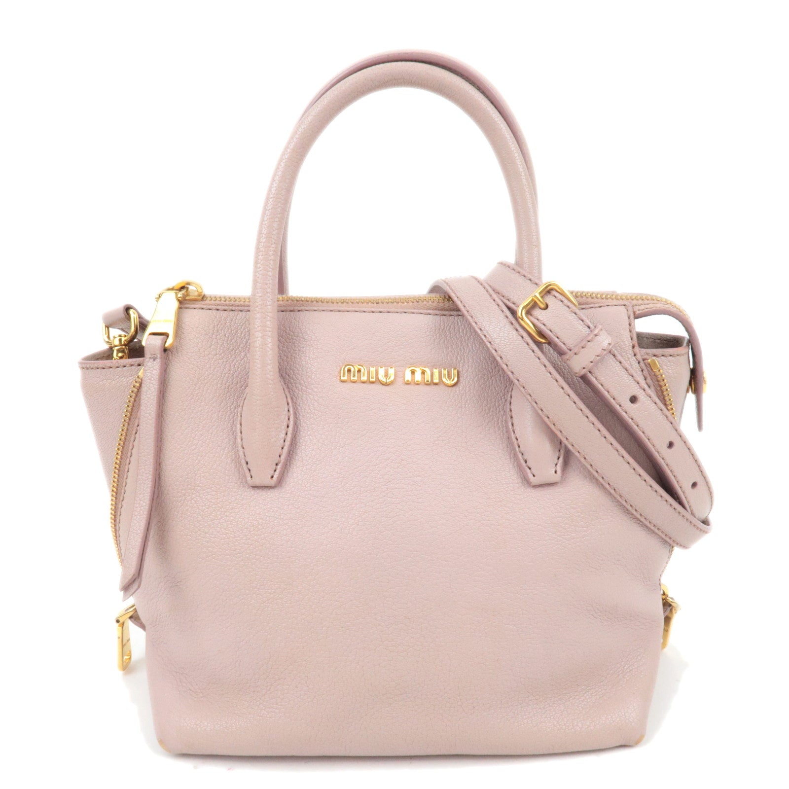MIU MIU 2Way Leather Handbag Pink Beige89024