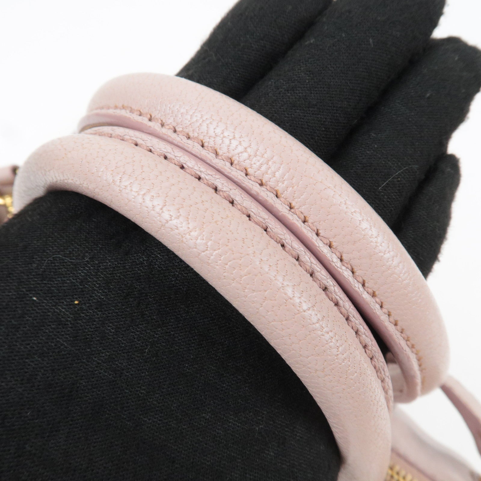 MIU MIU 2Way Leather Handbag Pink Beige