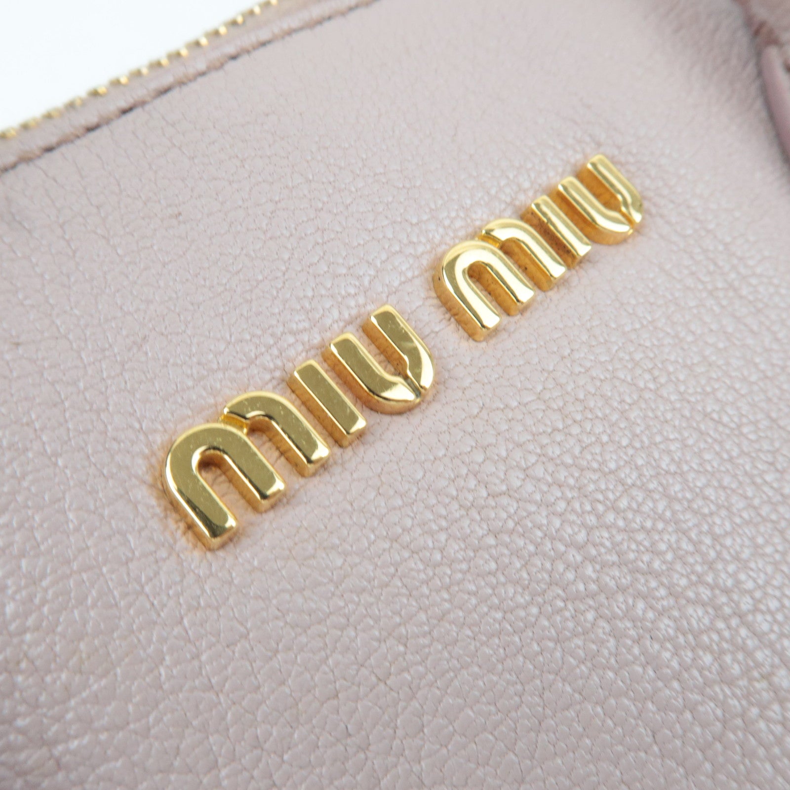 MIU MIU 2Way Leather Handbag Pink Beige