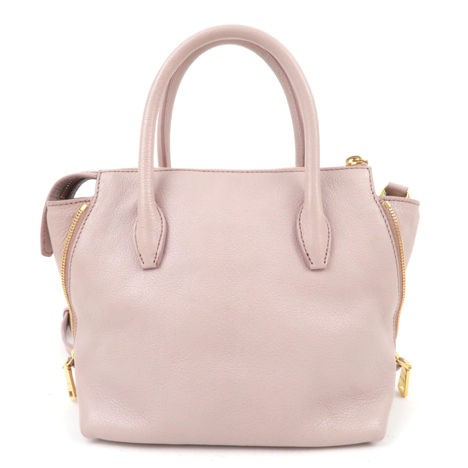 MIU MIU 2Way Leather Handbag Pink Beige