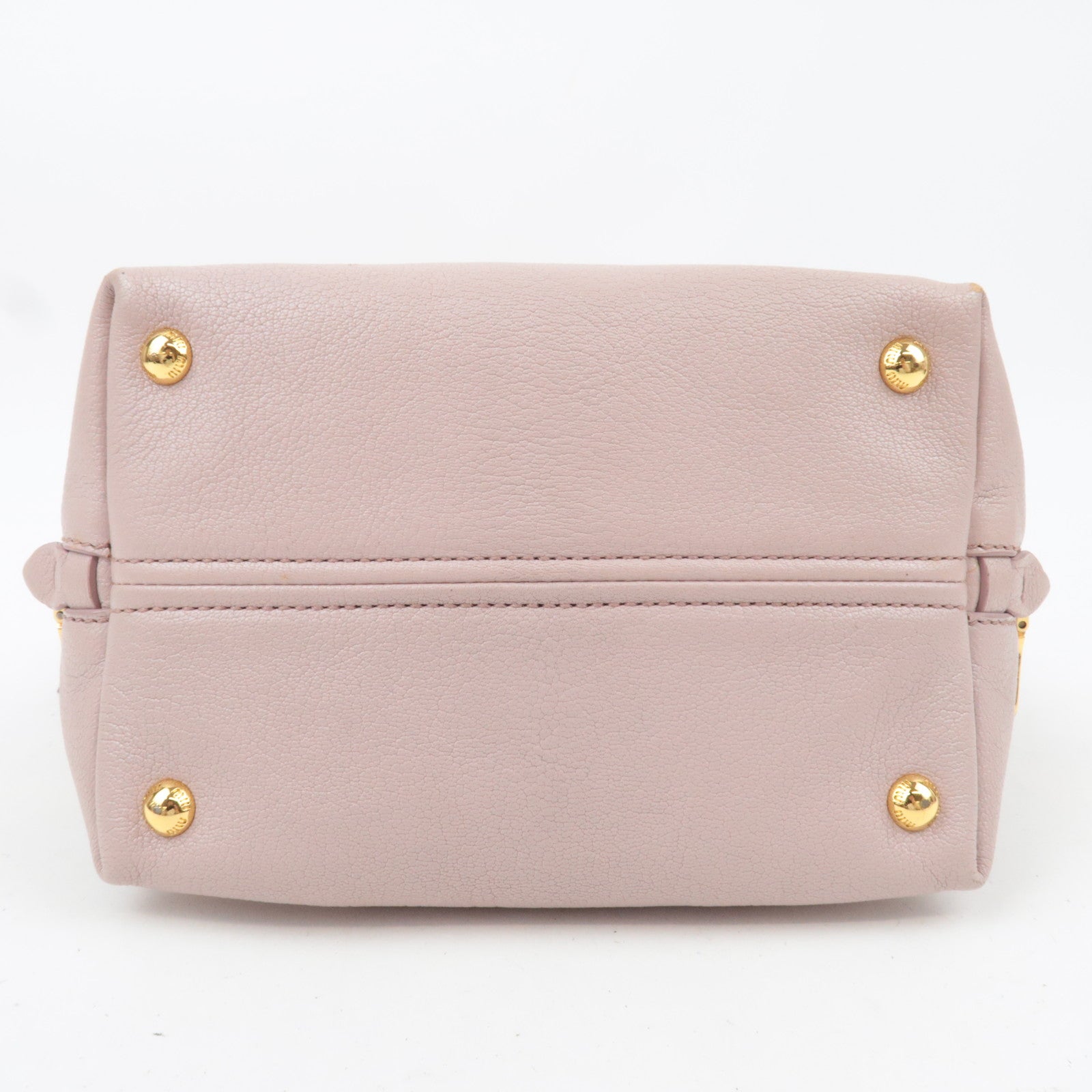 MIU MIU 2Way Leather Handbag Pink Beige
