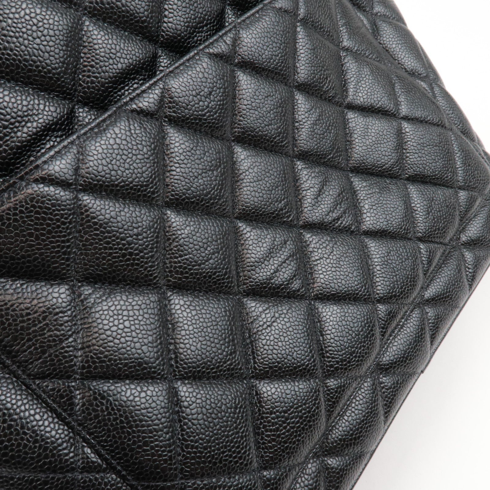 CHANEL Medallion Tote Bag Caviarskin Black Silver HDW A01804