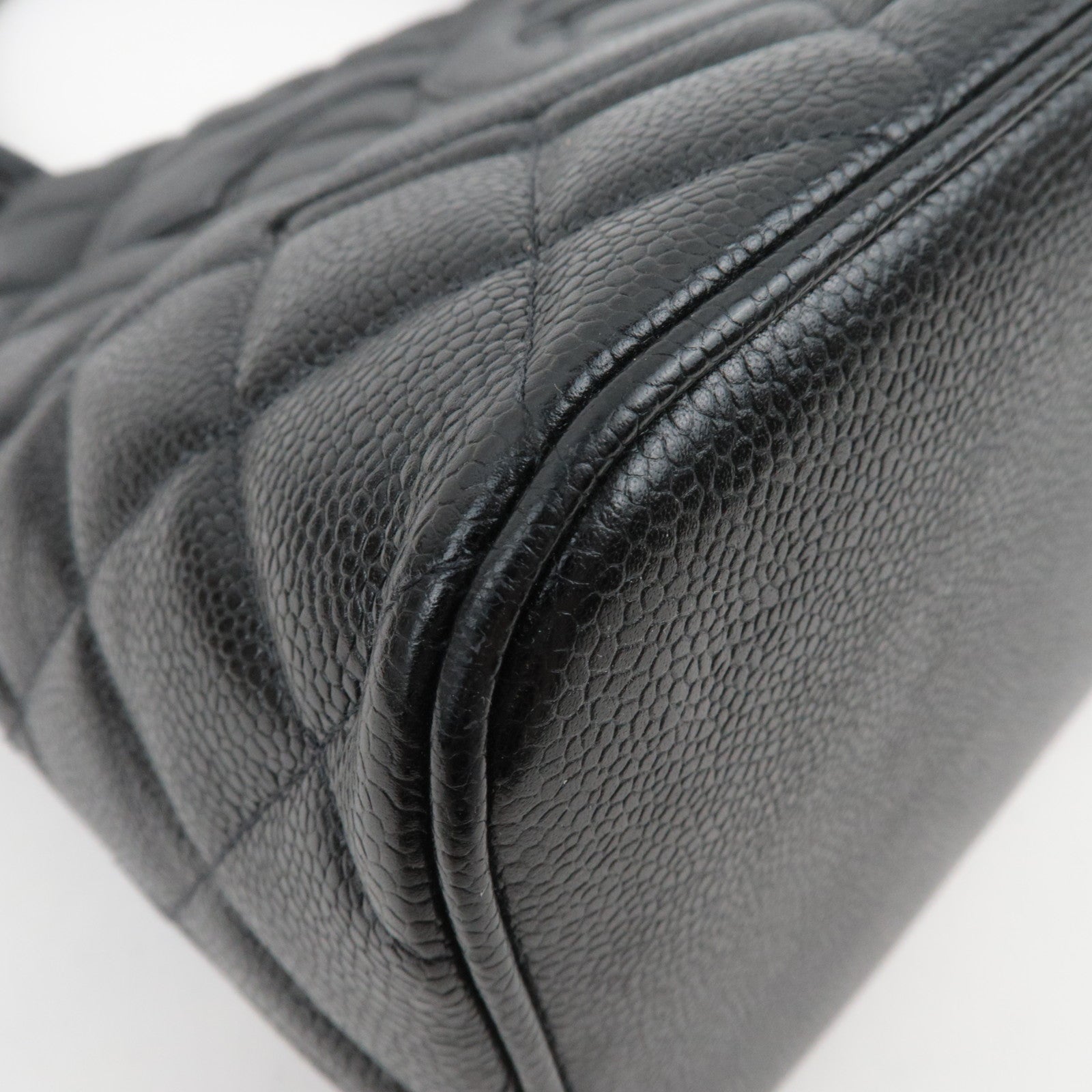 CHANEL Medallion Tote Bag Caviarskin Black Silver HDW A01804