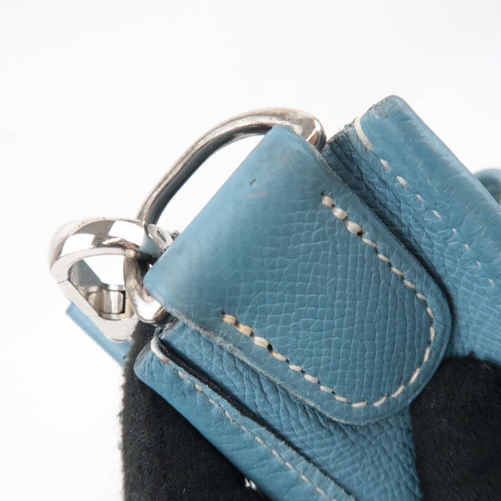 HERMES Evelyne 2 GM Shoulder Bag Veau Epsom □J Stamp (2006) Blue Gene