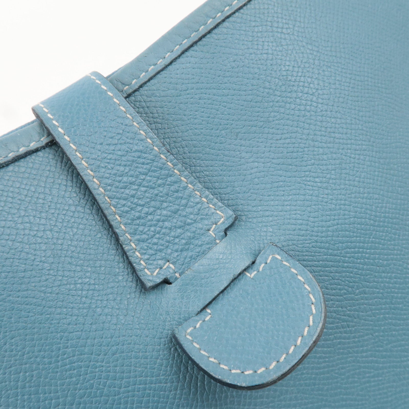HERMES Evelyne 2 GM Shoulder Bag Veau Epsom □J Stamp (2006) Blue Gene