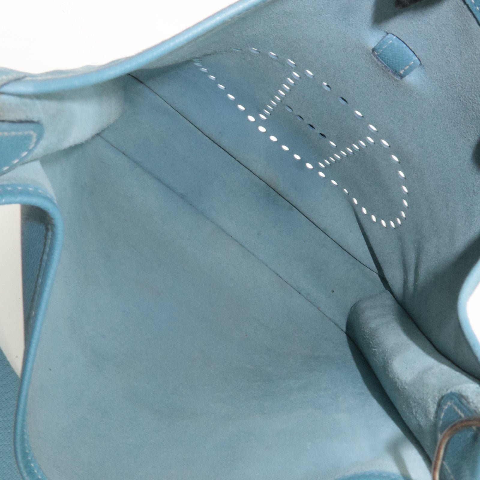 HERMES Evelyne 2 GM Shoulder Bag Veau Epsom □J Stamp (2006) Blue Gene