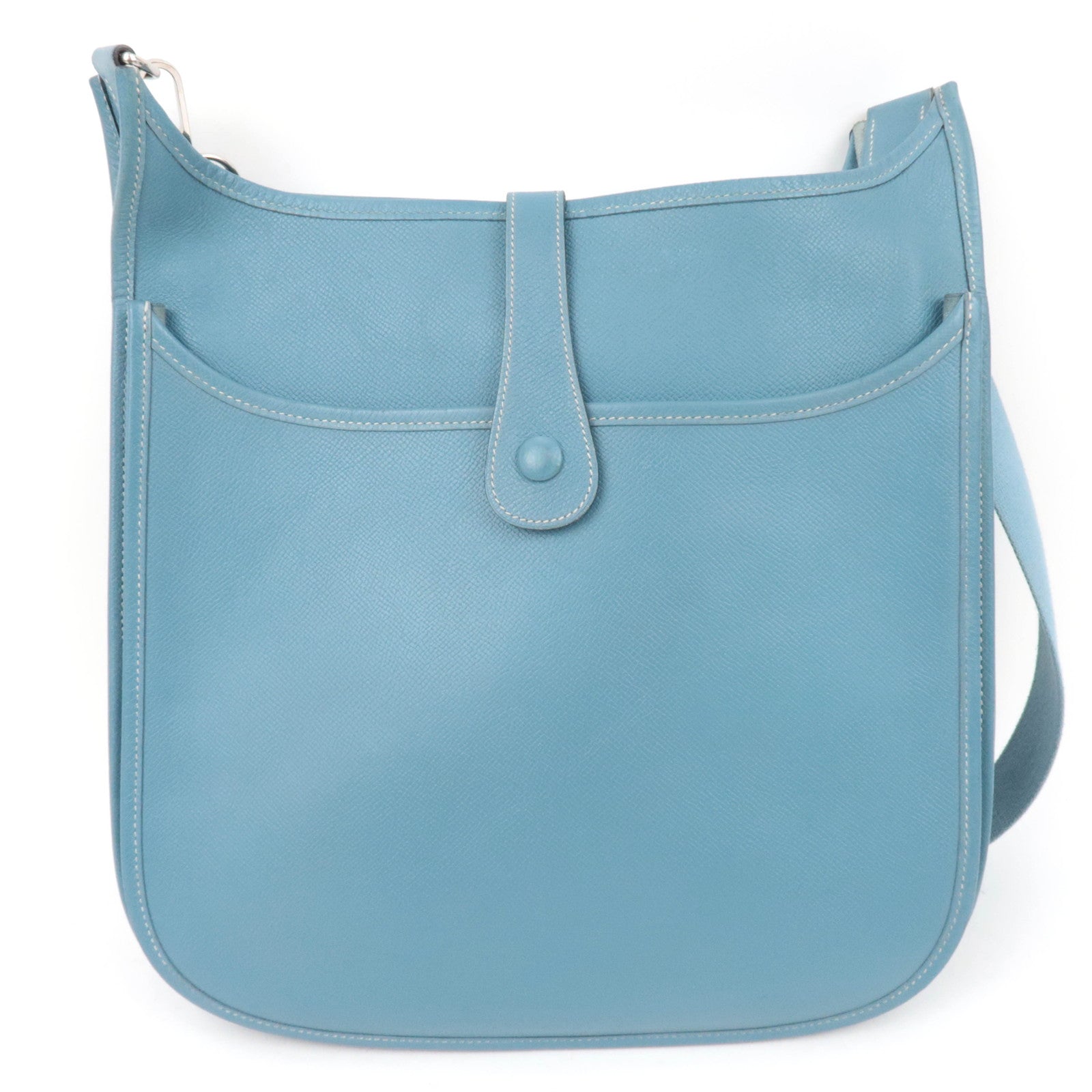 HERMES Evelyne 2 GM Shoulder Bag Veau Epsom □J Stamp (2006) Blue Gene