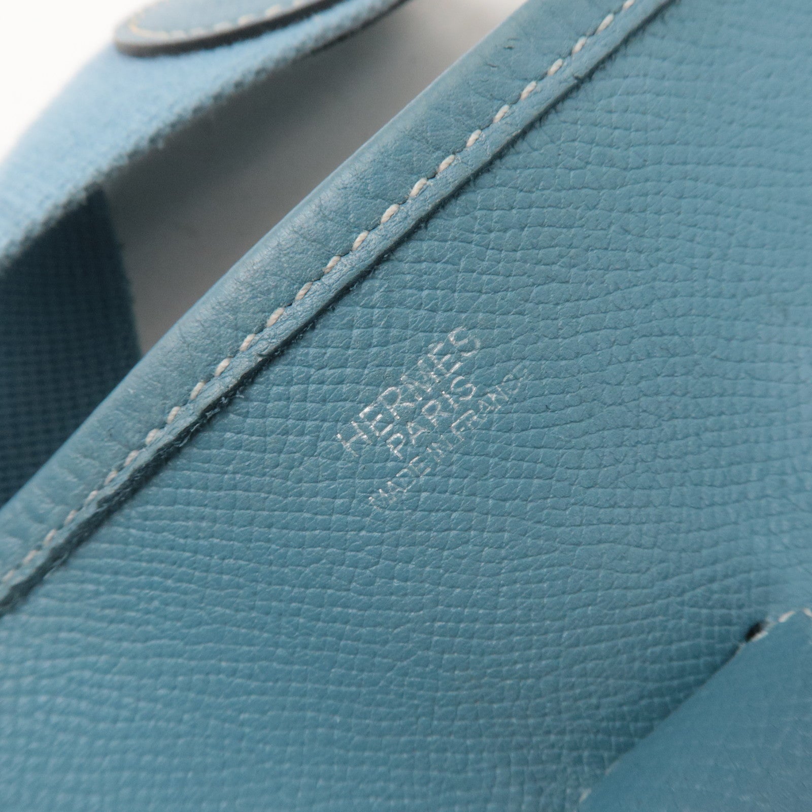 HERMES Evelyne 2 GM Shoulder Bag Veau Epsom □J Stamp (2006) Blue Gene
