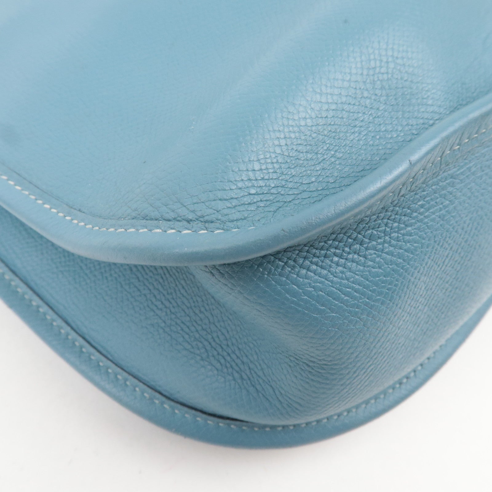 HERMES Evelyne 2 GM Shoulder Bag Veau Epsom □J Stamp (2006) Blue Gene