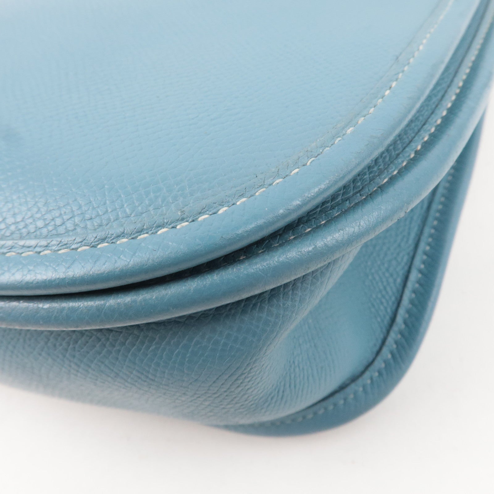 HERMES Evelyne 2 GM Shoulder Bag Veau Epsom □J Stamp (2006) Blue Gene