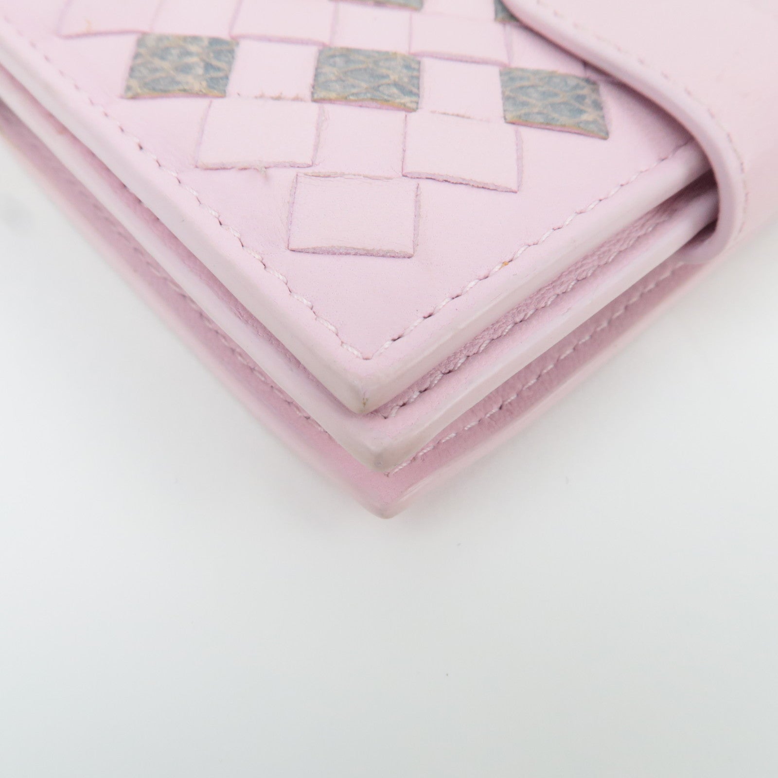 BOTTEGA VENETA Intrecciato Leather Wallet Pink Gray
