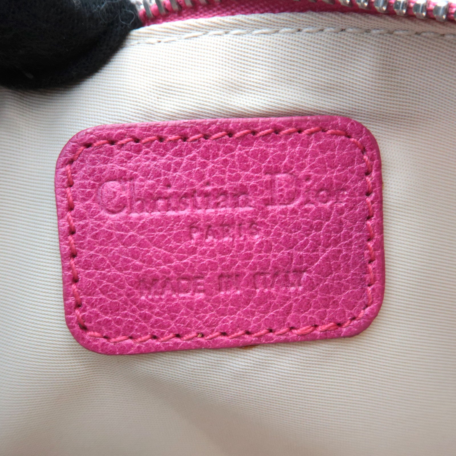 Christian Dior Lady Dior Cannage Print PVC Leather Accessory Pouch Handbag Pink