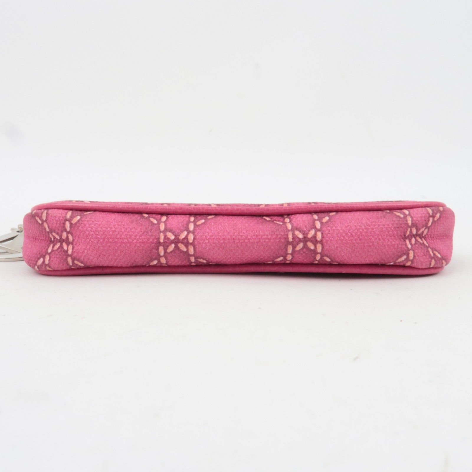 Christian Dior Lady Dior Cannage Print PVC Leather Accessory Pouch Handbag Pink