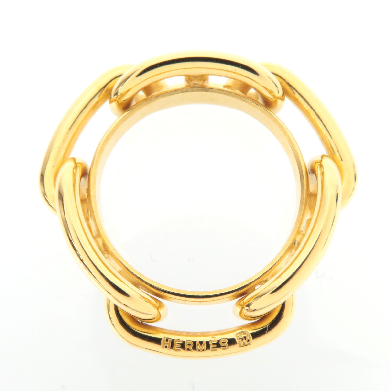 HERMES Chaine D'Ancre Scarf Ring Gold● Color