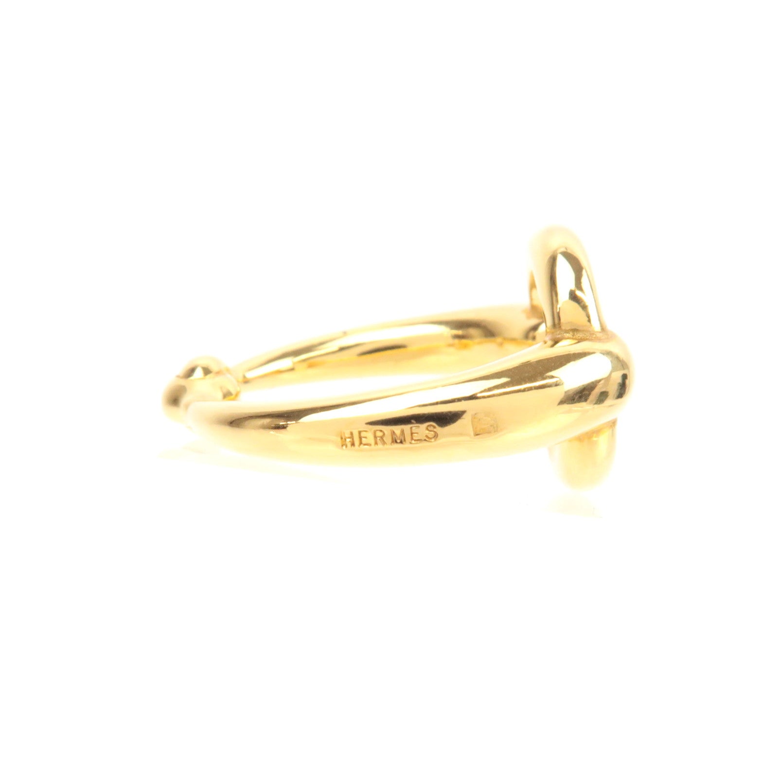 HERMES Mors Scarf Ring Gold Color