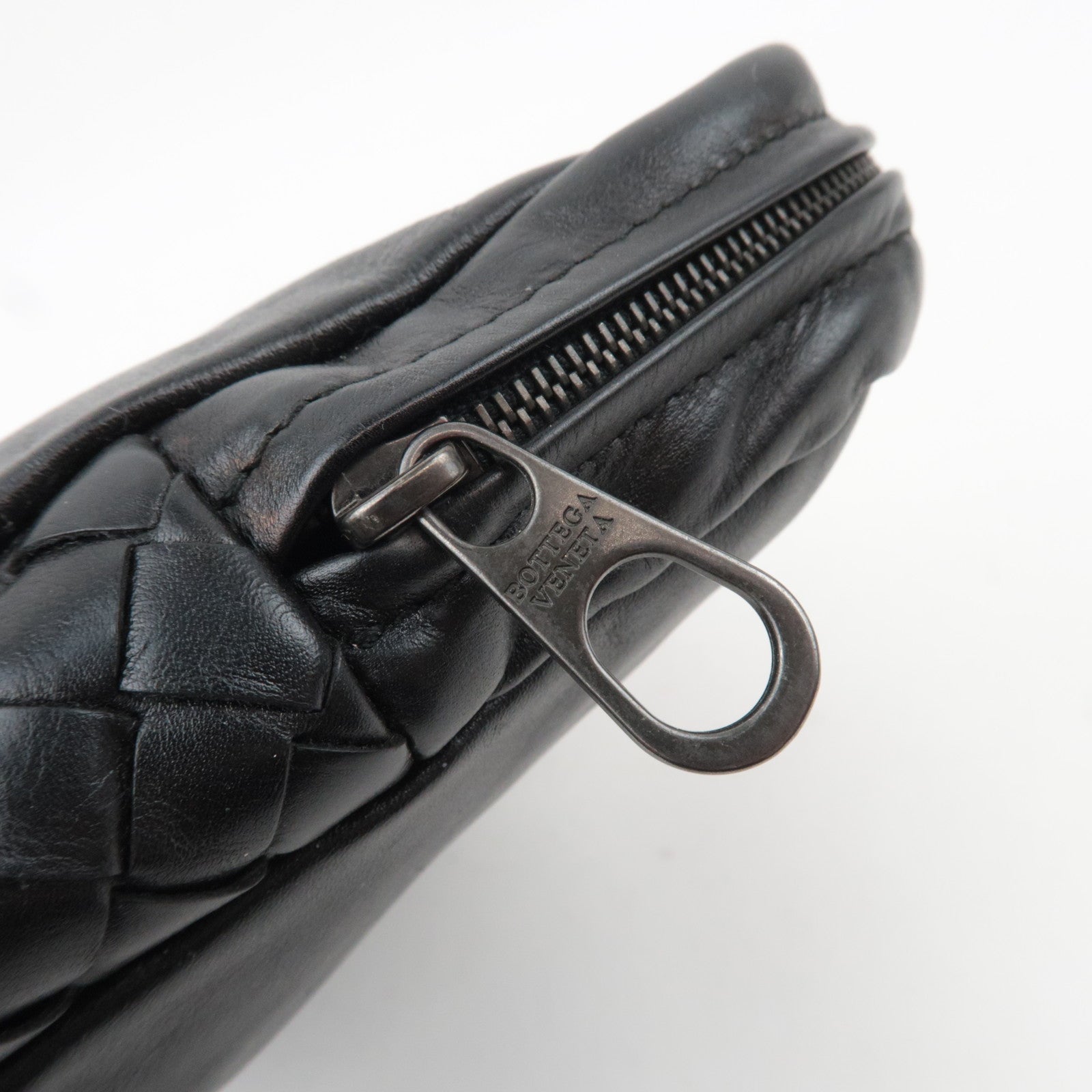 BOTTEGA VENETA Intrecciato Leather Clutch Bag Black