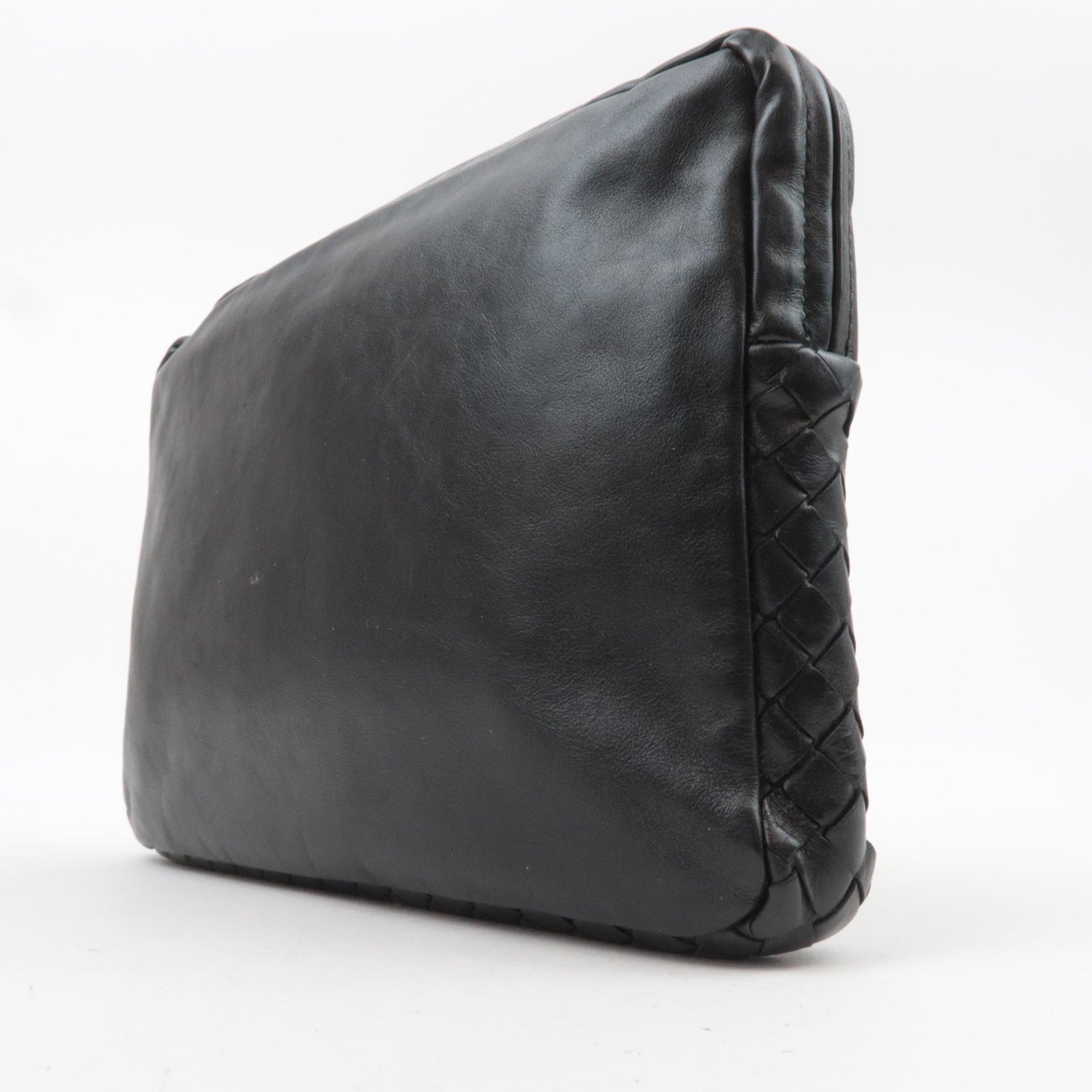 BOTTEGA VENETA Intrecciato Leather Clutch Bag Black