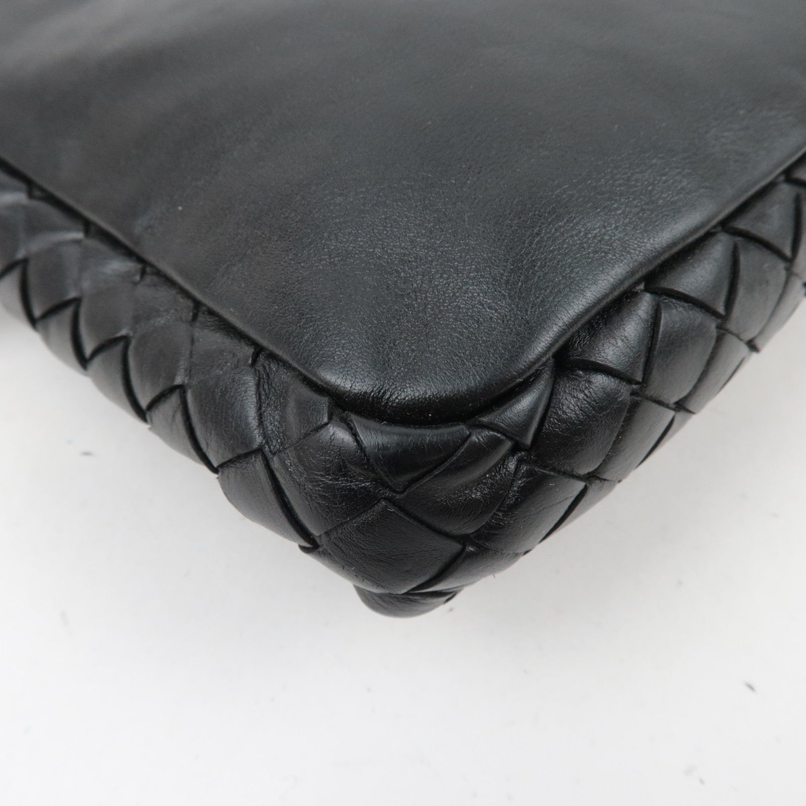 BOTTEGA VENETA Intrecciato Leather Clutch Bag Black