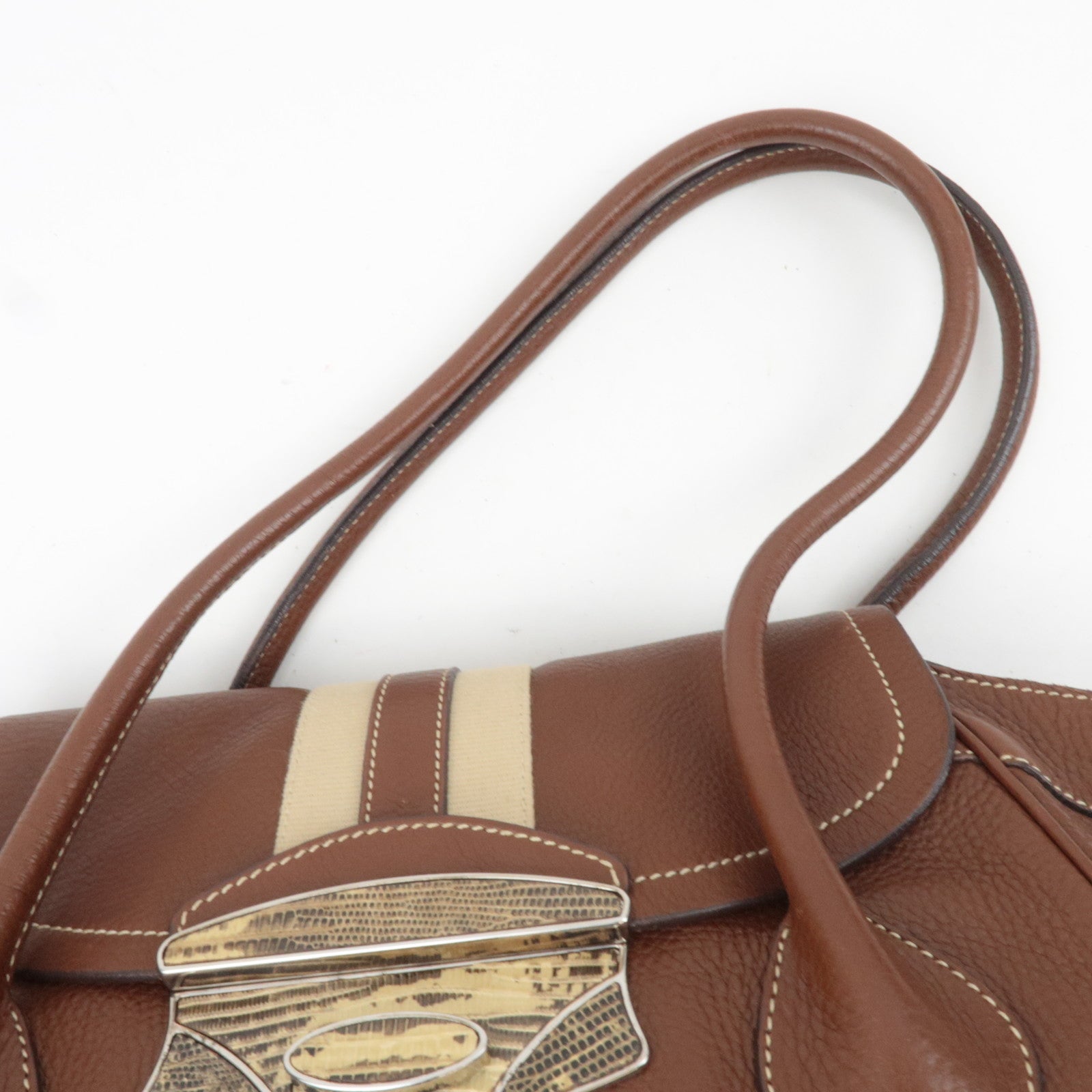 PRADA Leather Shoulder Bag Brown BR2978