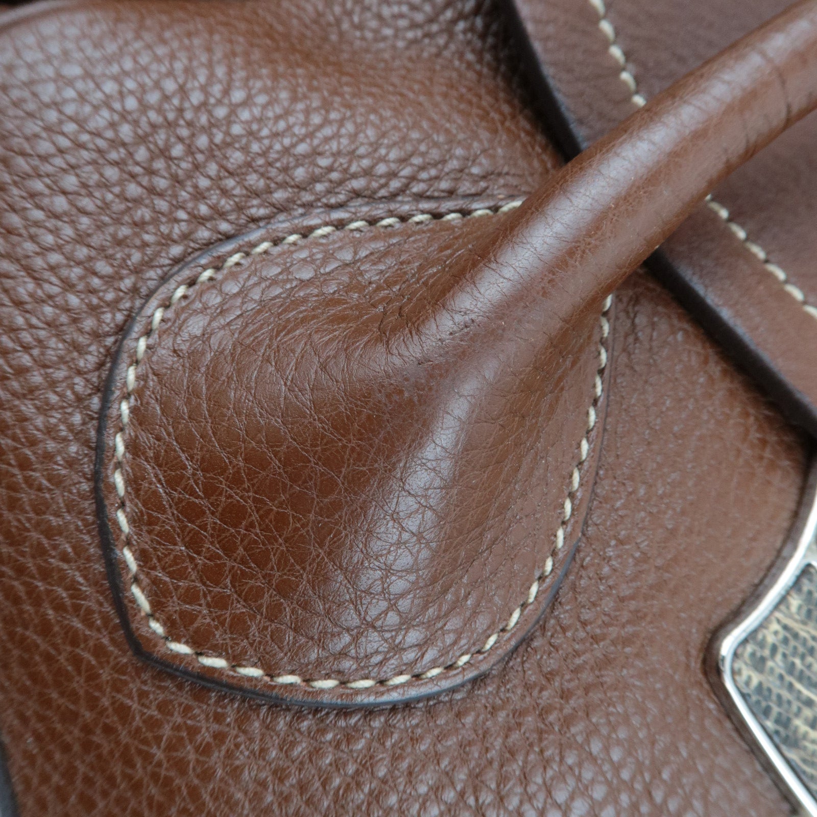 PRADA Leather Shoulder Bag Brown BR2978