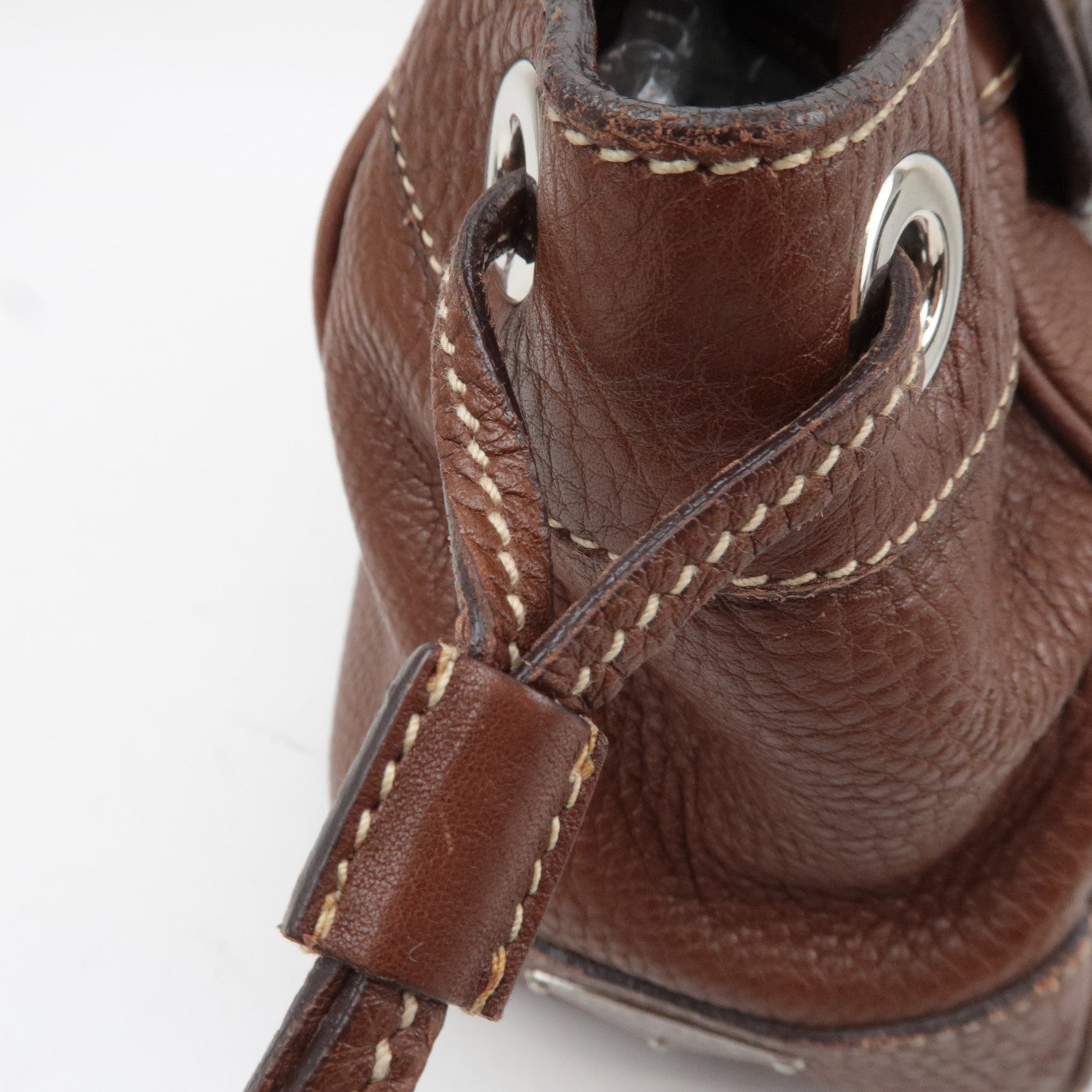 PRADA Leather Shoulder Bag Brown BR2978