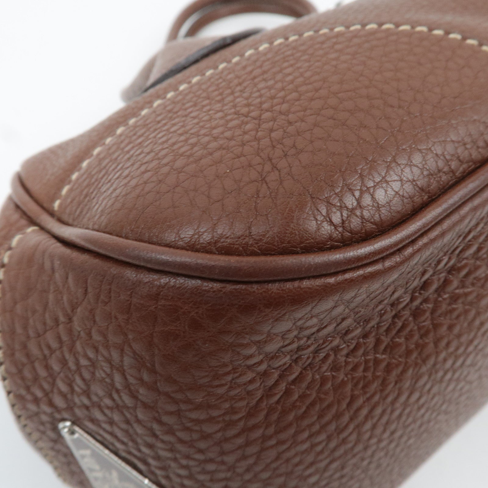 PRADA Leather Shoulder Bag Brown BR2978