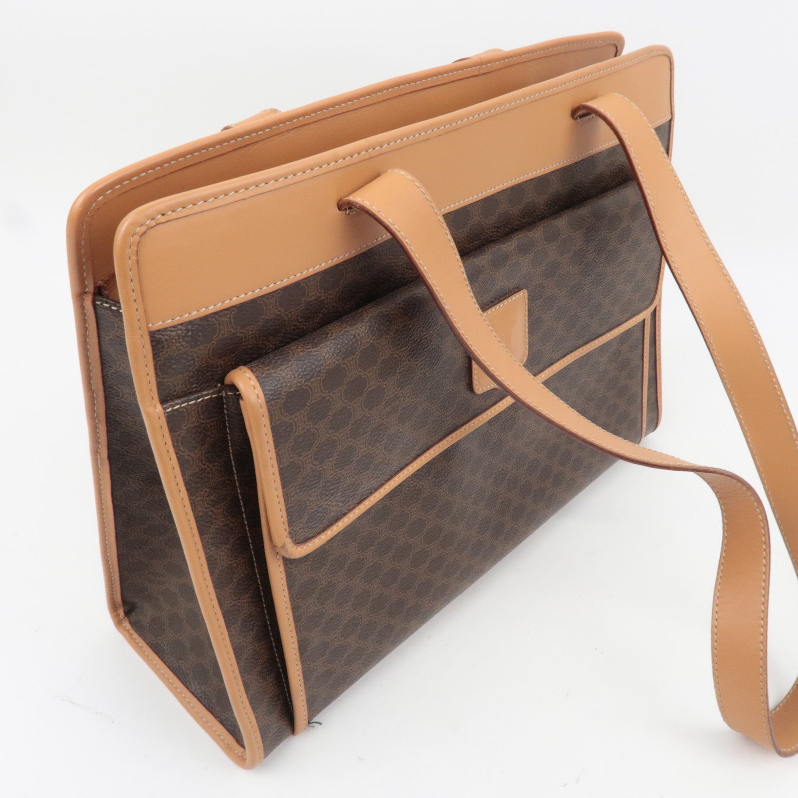 CELINE Macadam PVC Leather Tote Bag Brown