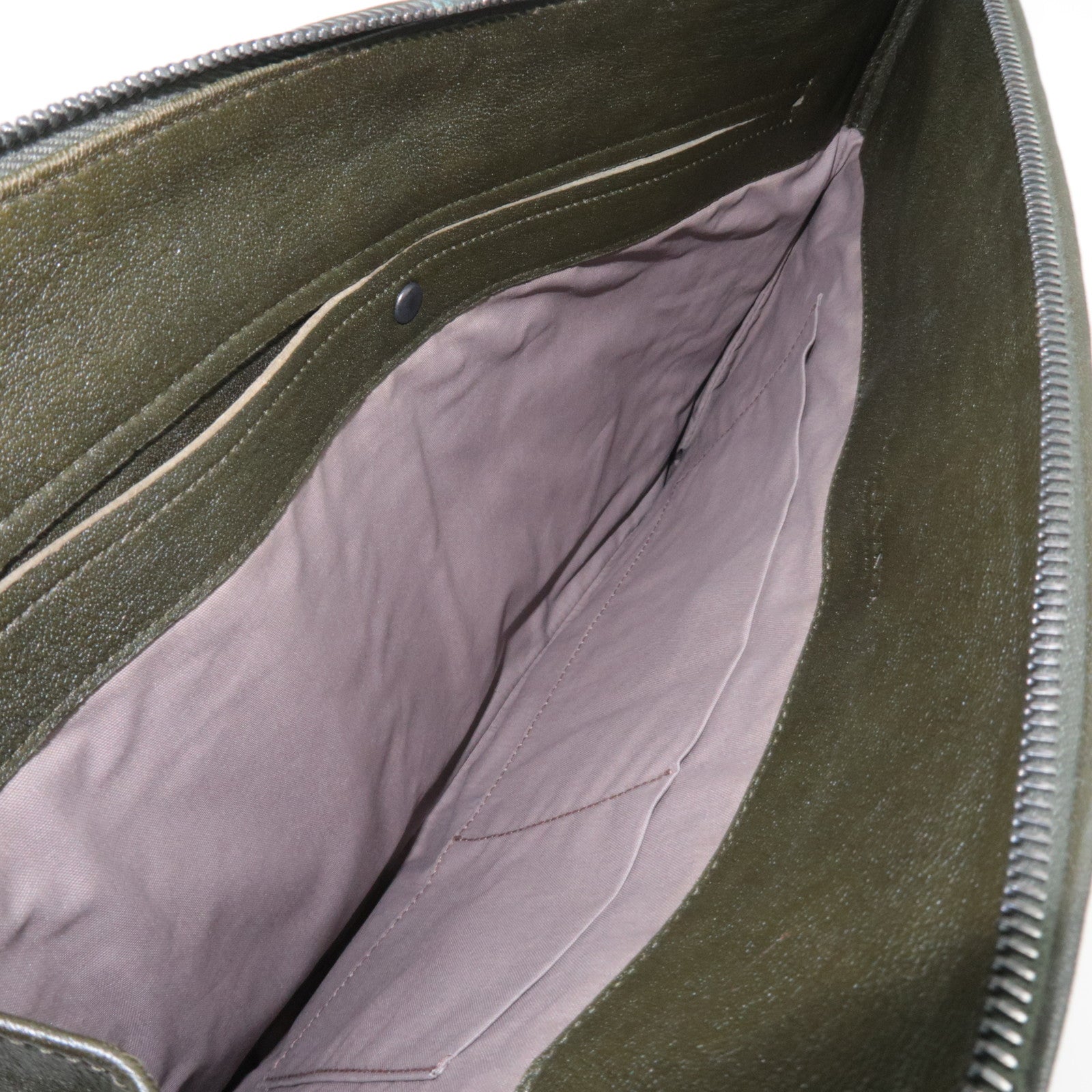 BOTTEGA VENETA Leather Intrecciato Clutch Bag Black Navy Green