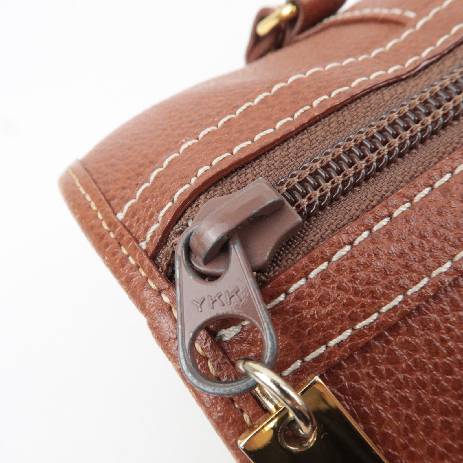 SAINT LAURENT YSL Logo Leather Handbag Brown
