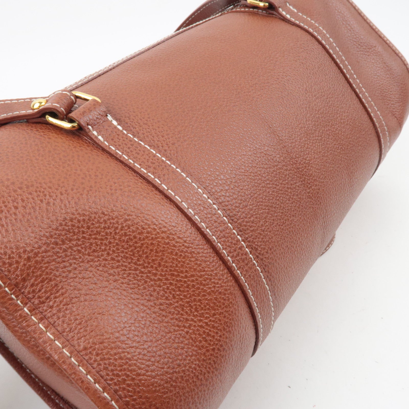 SAINT LAURENT YSL Logo Leather Handbag Brown