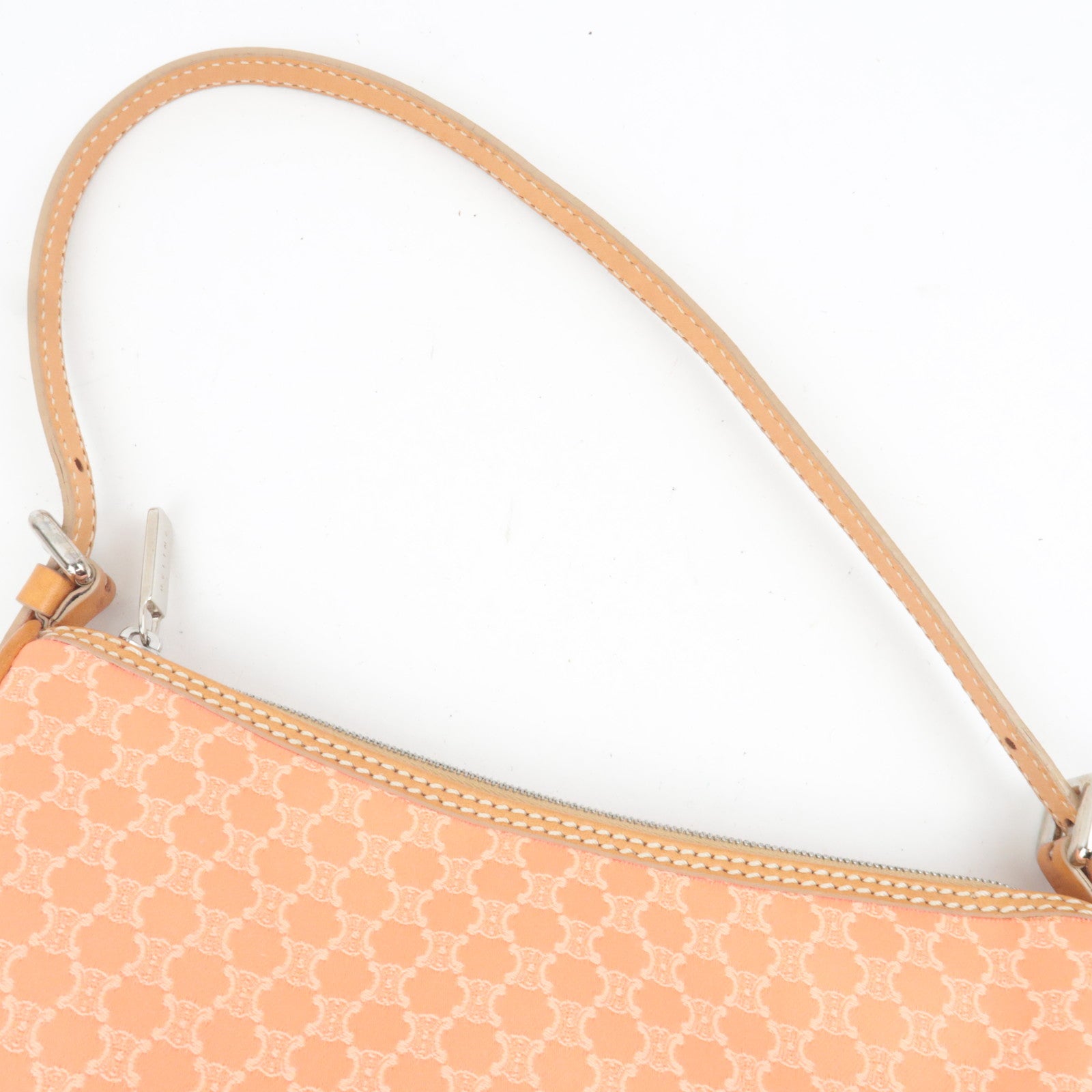CELINE Macadam Canvas Shoulder Bag Orange Brown