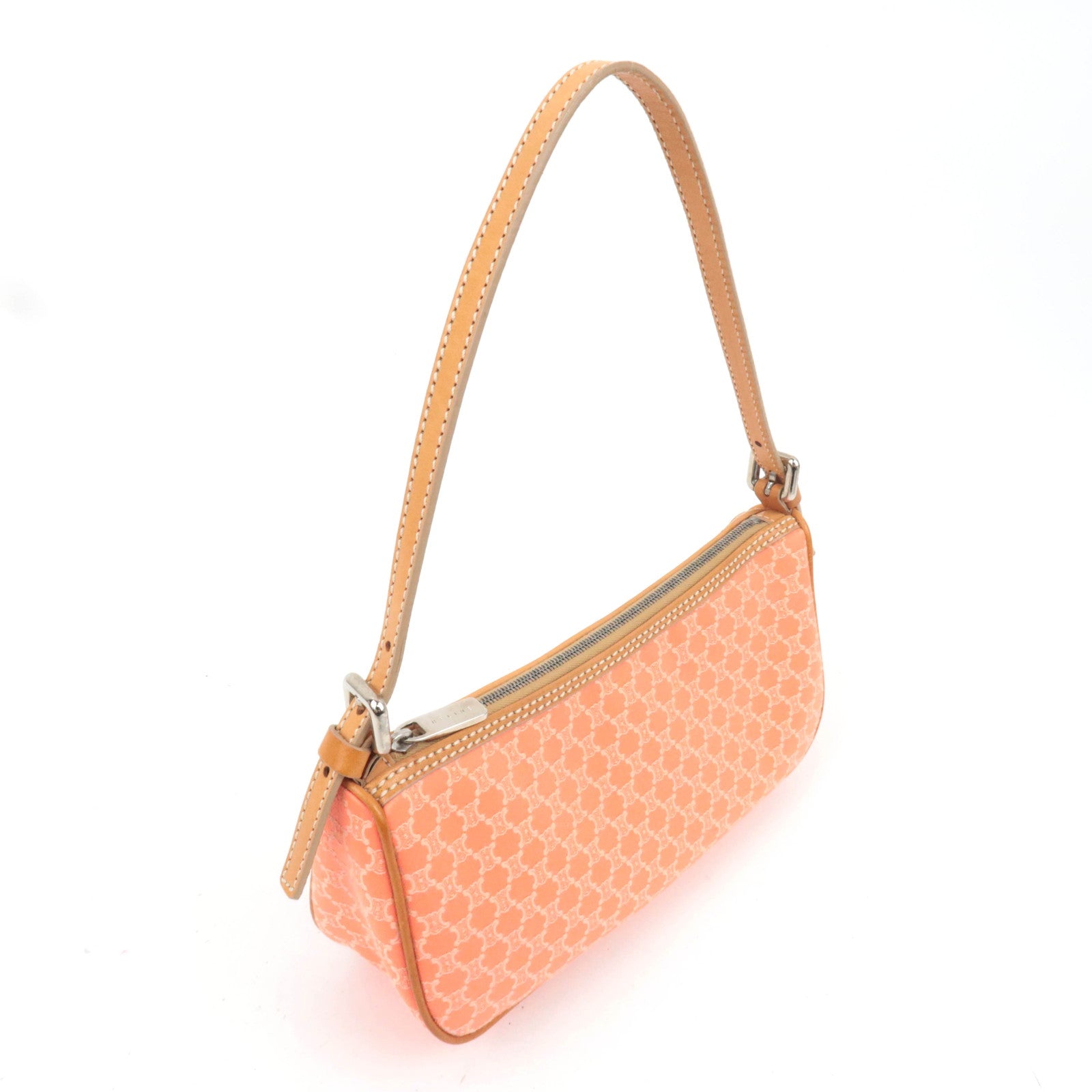CELINE Macadam Canvas Shoulder Bag Orange Brown