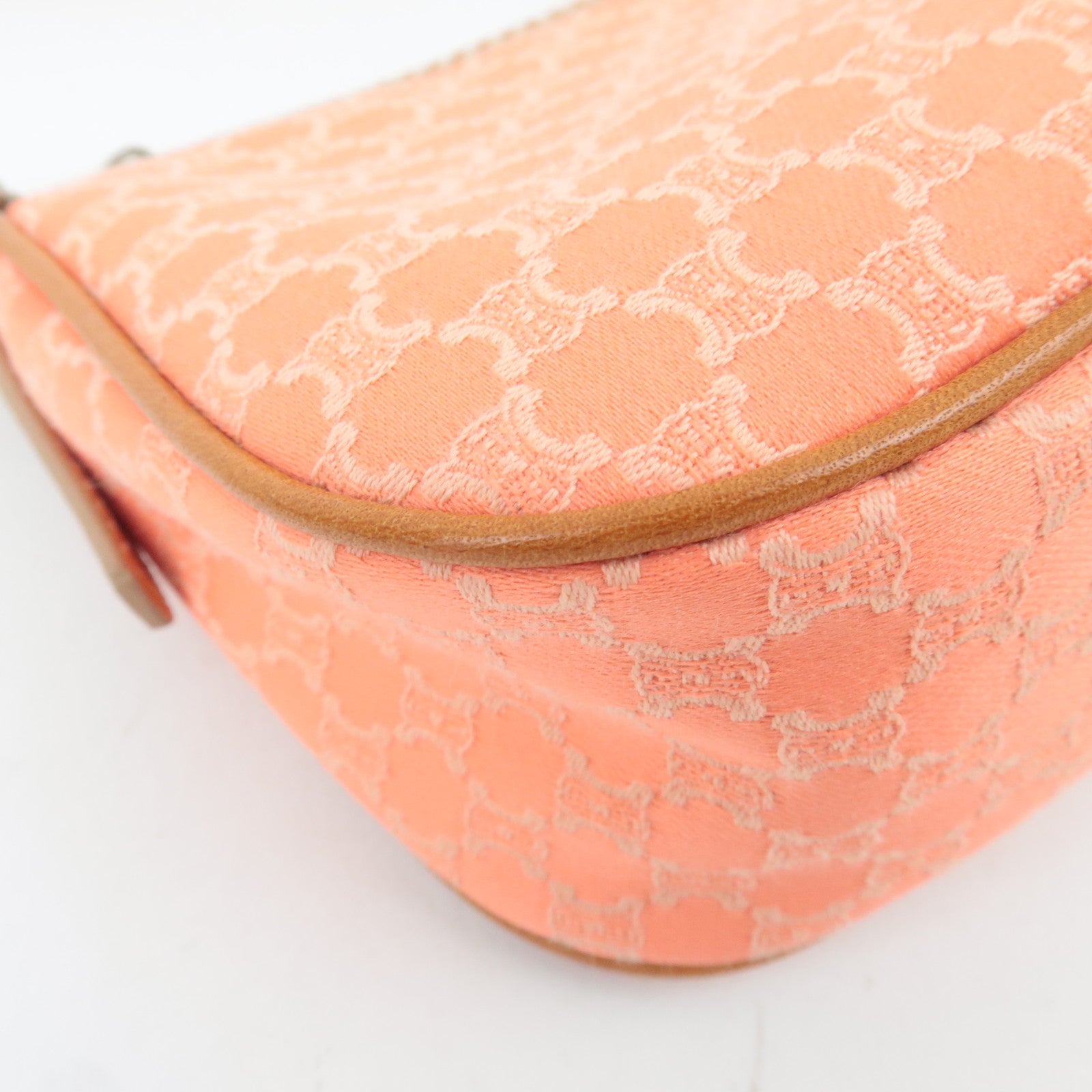 CELINE Macadam Canvas Shoulder Bag Orange Brown