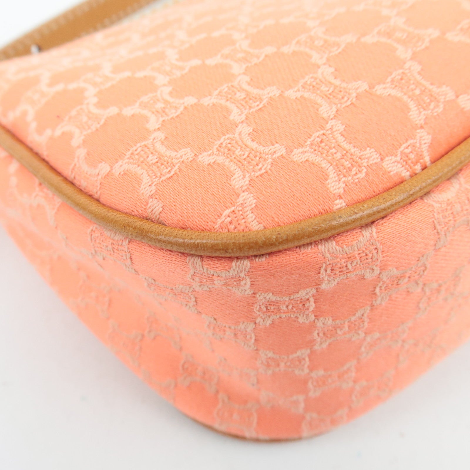 CELINE Macadam Canvas Shoulder Bag Orange Brown