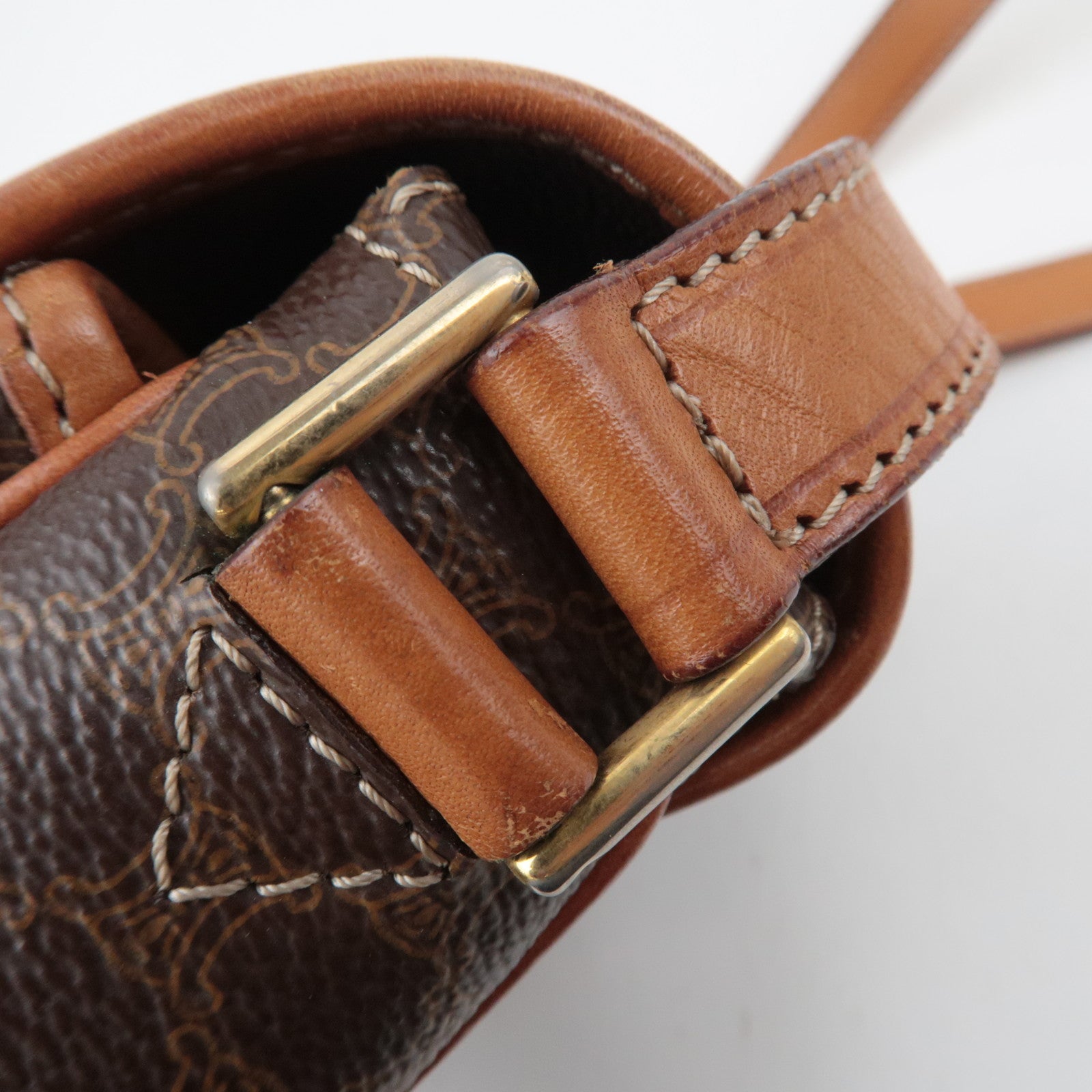 CELINE Macadam PVC Leather Shoulder Bag Brown