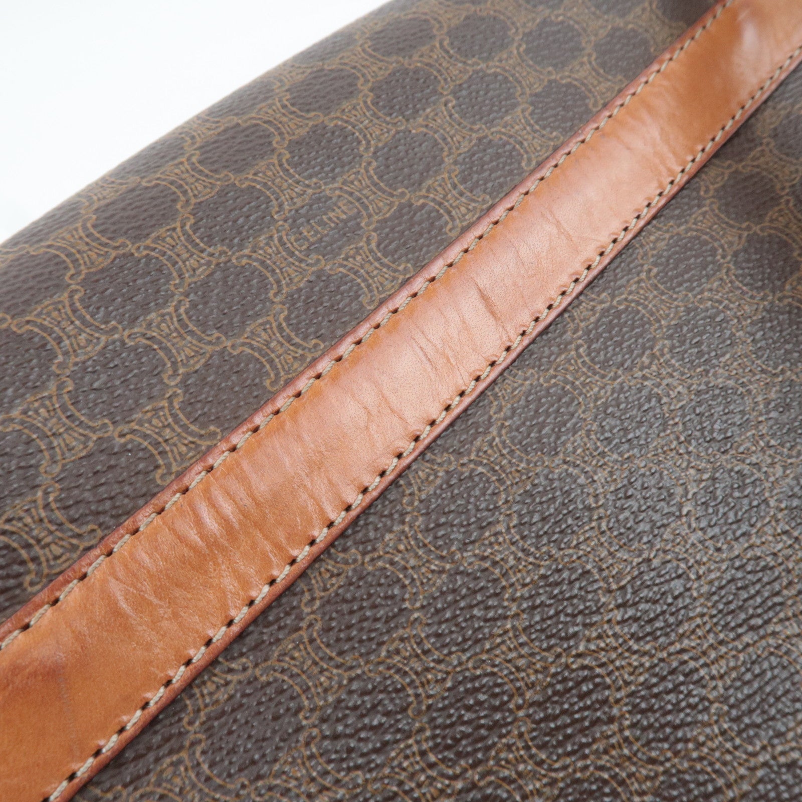 CELINE Macadam PVC Leather Shoulder Bag Brown