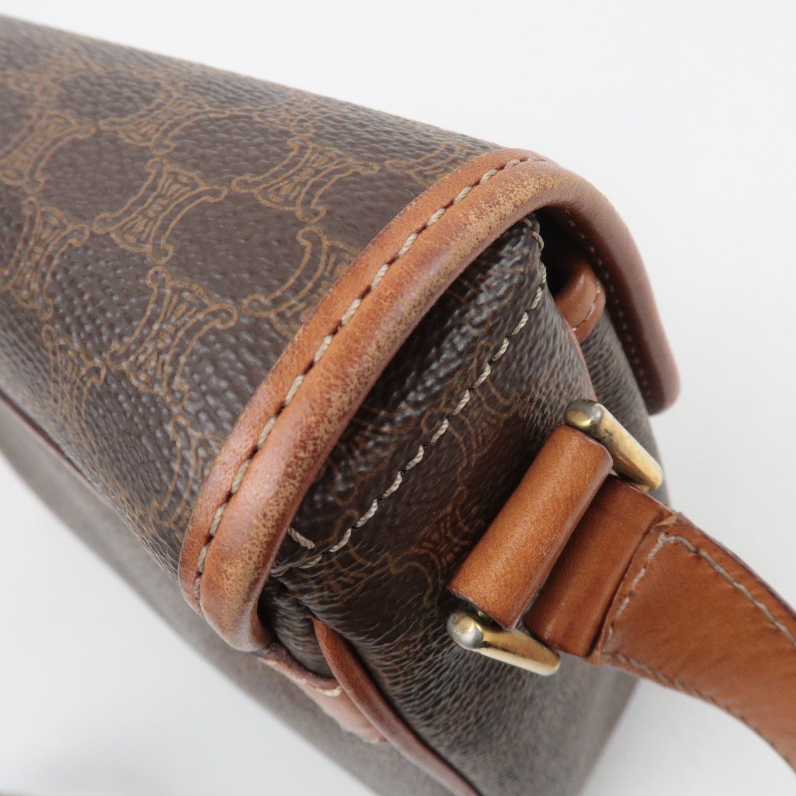 CELINE Macadam PVC Leather Shoulder Bag Brown