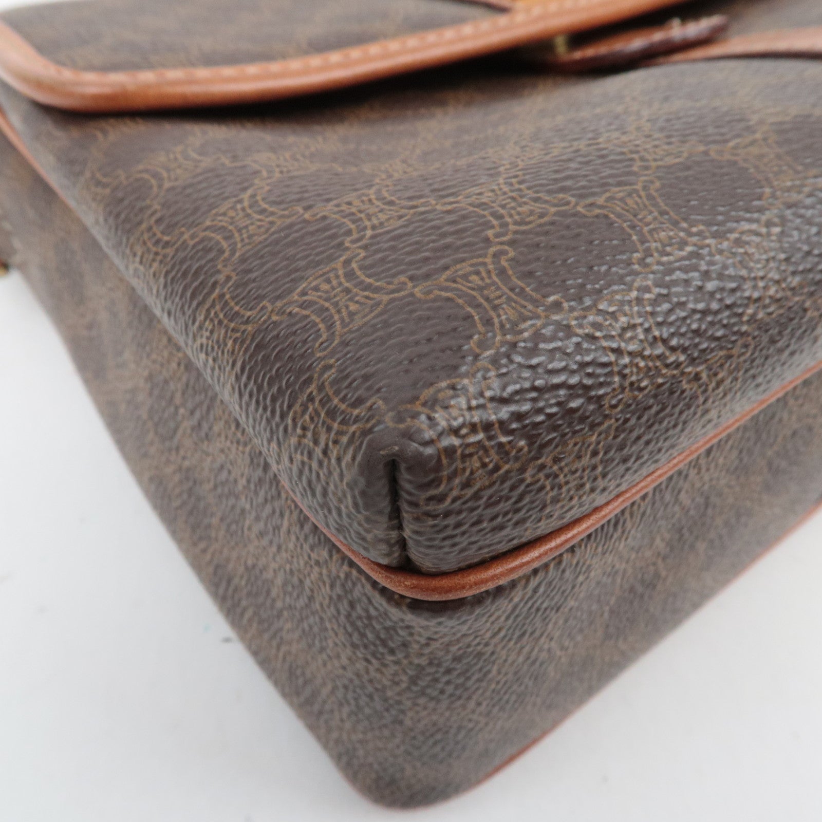 CELINE Macadam PVC Leather Shoulder Bag Brown