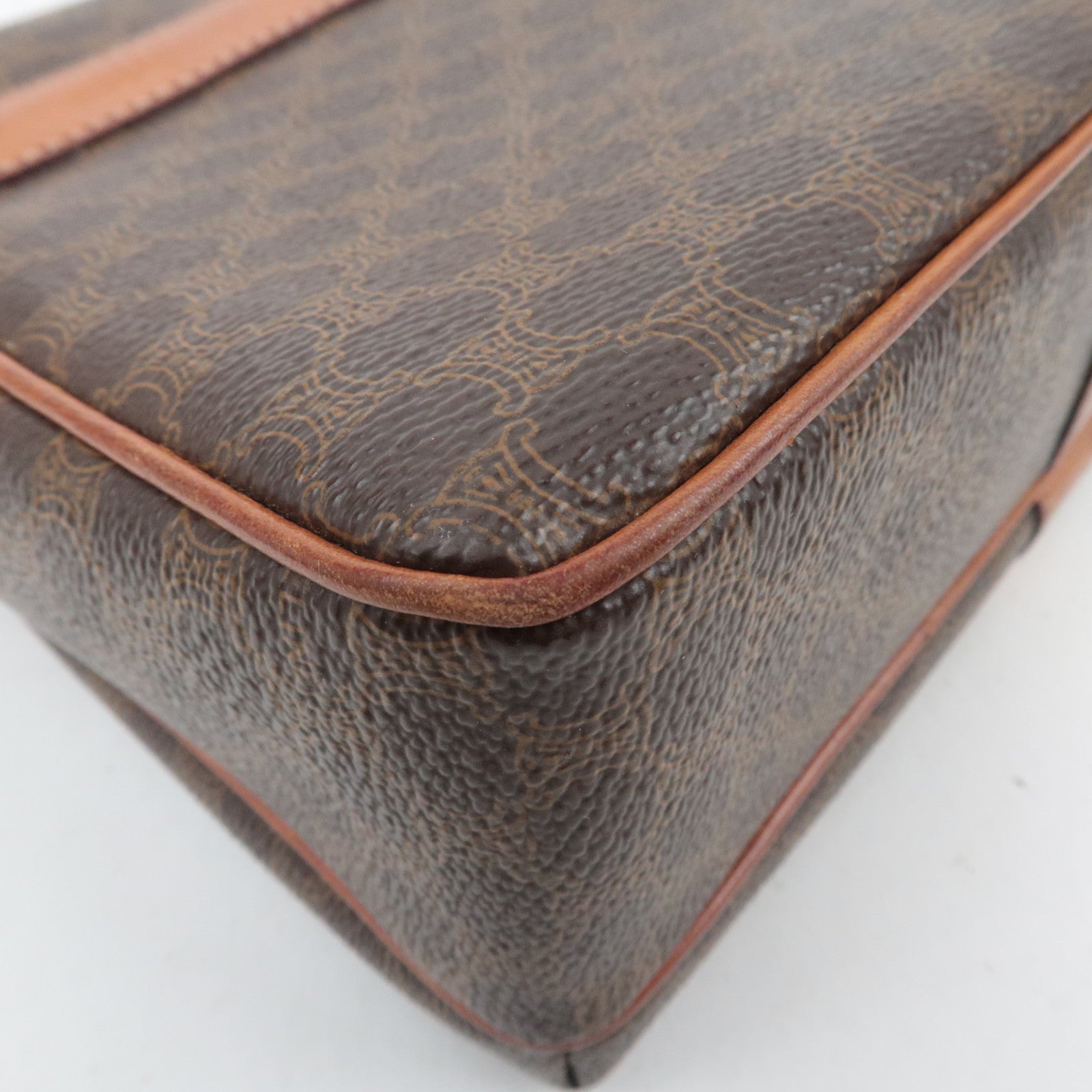CELINE Macadam PVC Leather Shoulder Bag Brown