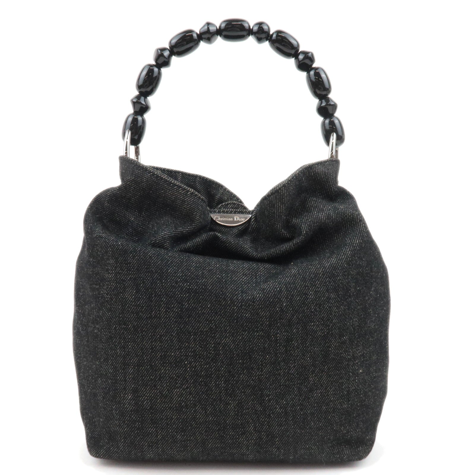 Christian Dior Maris Pearl Denim Handbag Black89188