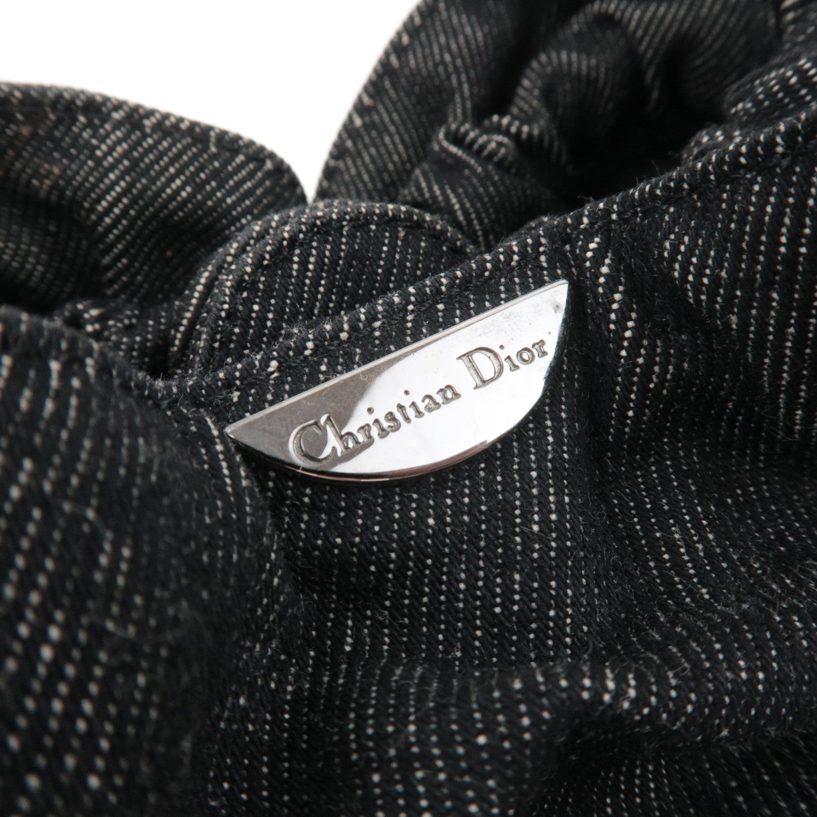 Christian Dior Maris Pearl Denim Handbag Black